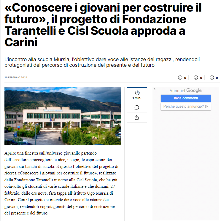 articolo gds al link https://palermo.gds.it/articoli/societa/2024/02/26/conoscere-i-giovani-per-costruire-il-futuro-il-progetto-di-fondazione-tarantelli-e-cisl-scuola-approda-a-carini-51365a9a-4243-4c2a-8122-d12c1edbc88e/